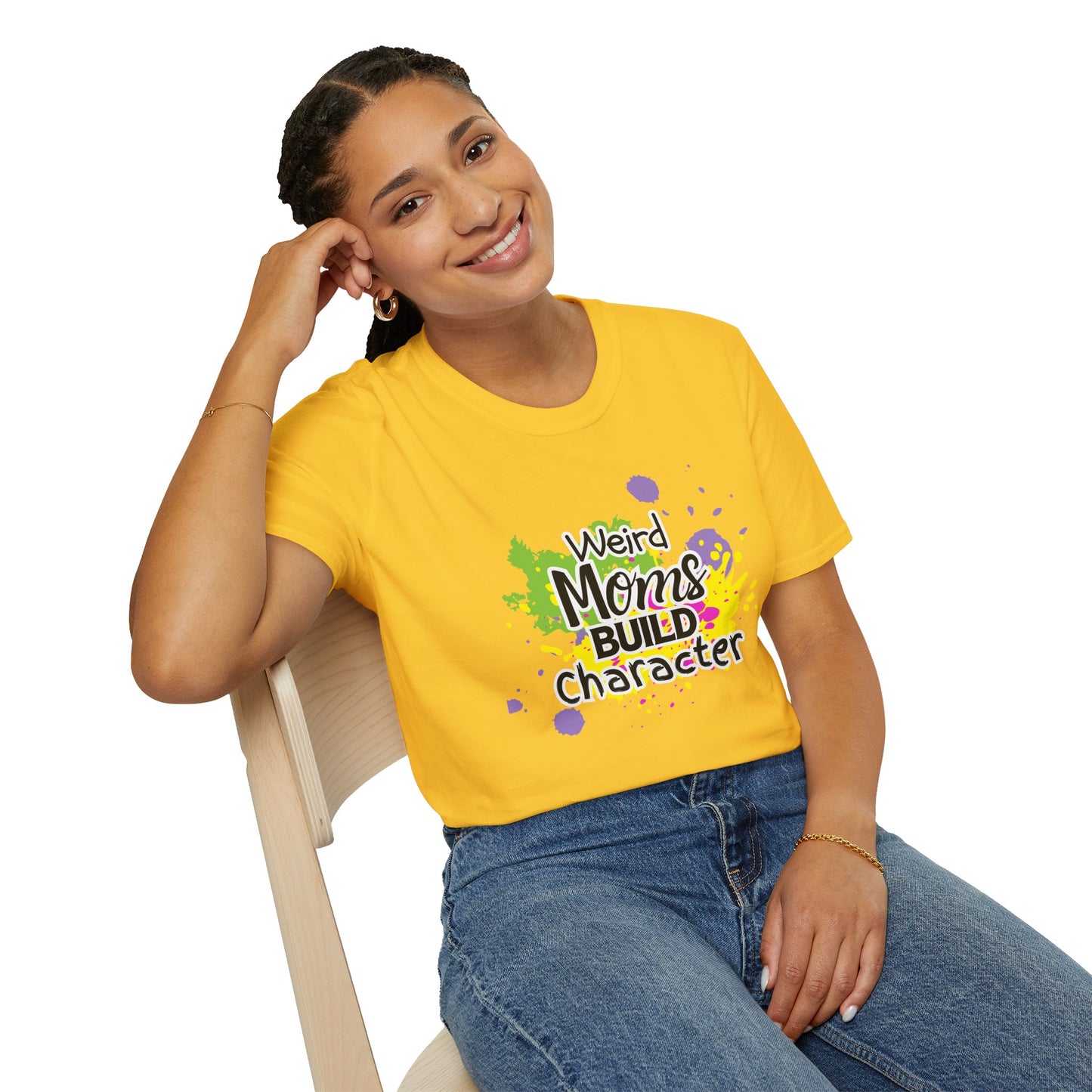 "Weird Moms Build Character" Colorful Splash Tee