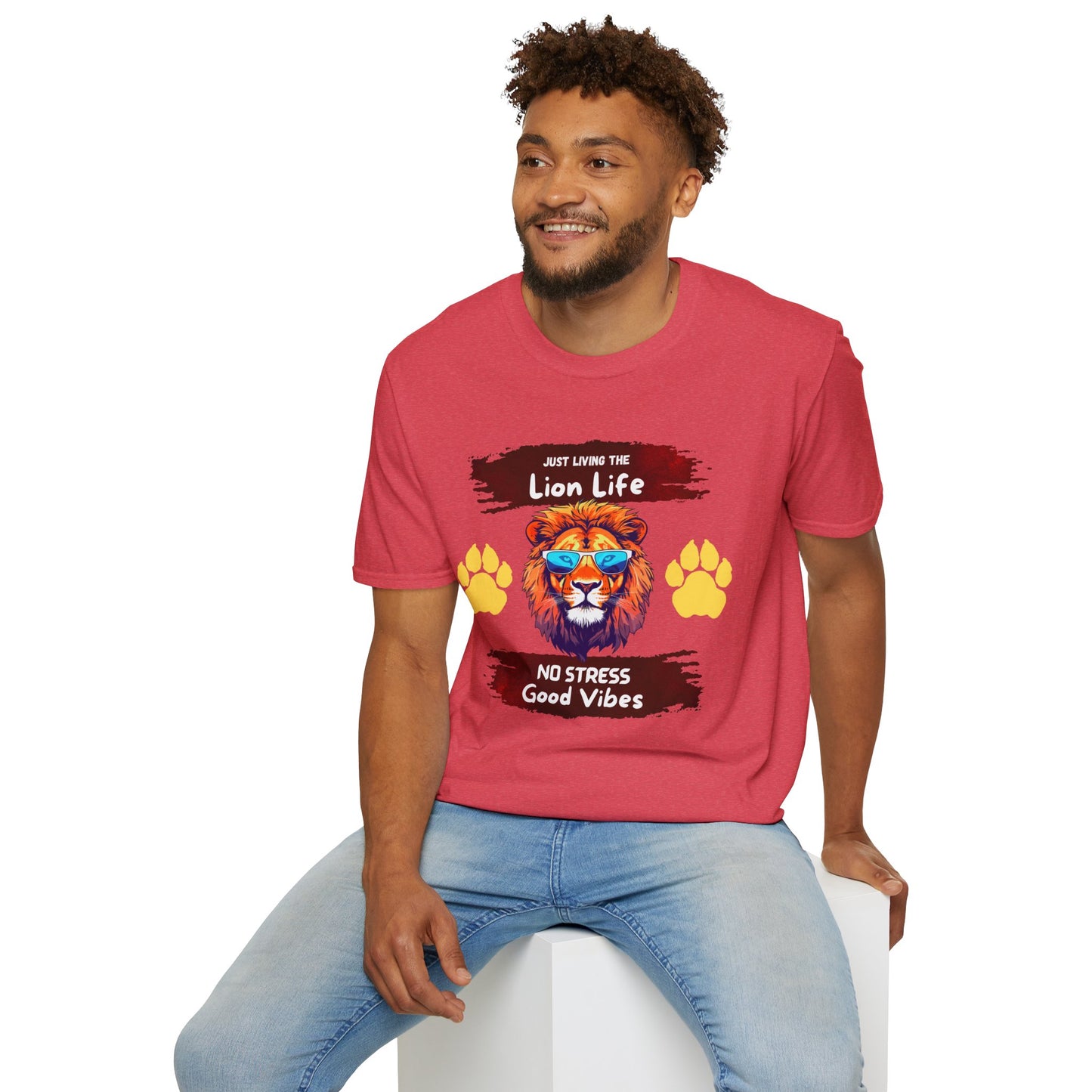 Lion Life T-Shirt — "Just Living the Lion Life" Retro Lion Graphic Tee (No Stress, Good Vibes)