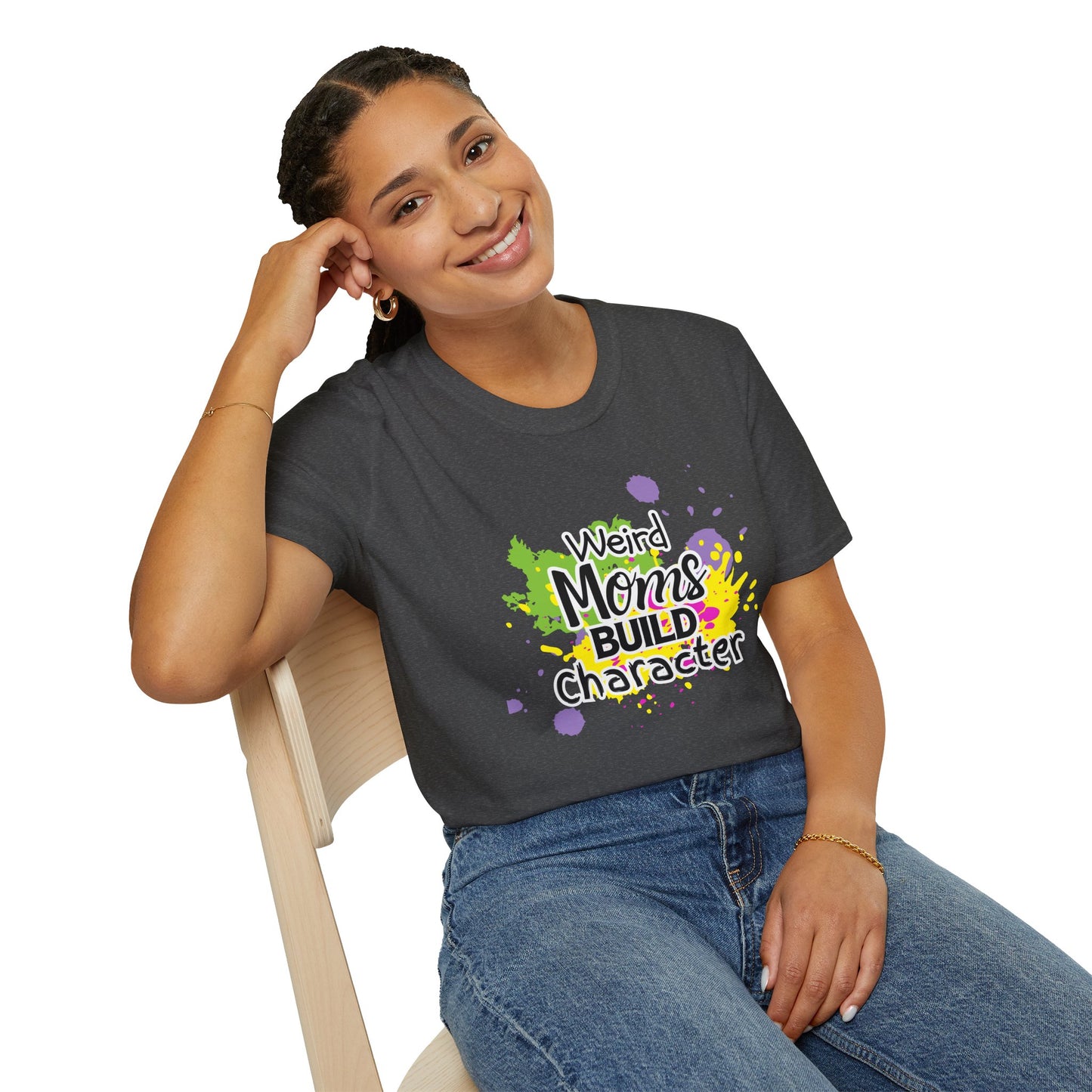 "Weird Moms Build Character" Colorful Splash Tee