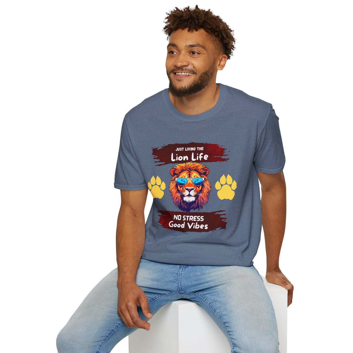 Lion Life T-Shirt — "Just Living the Lion Life" Retro Lion Graphic Tee (No Stress, Good Vibes)