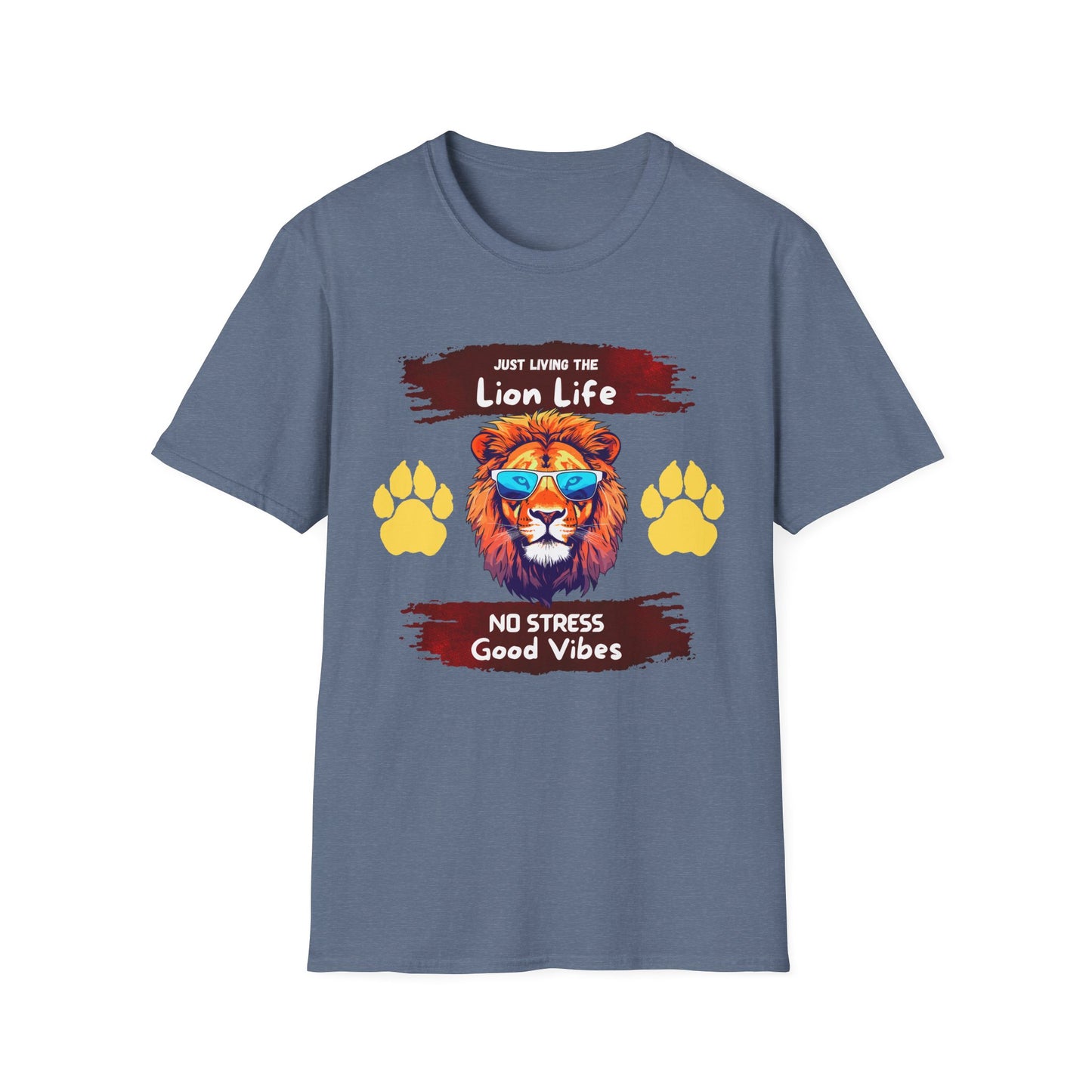 Lion Life T-Shirt — "Just Living the Lion Life" Retro Lion Graphic Tee (No Stress, Good Vibes)