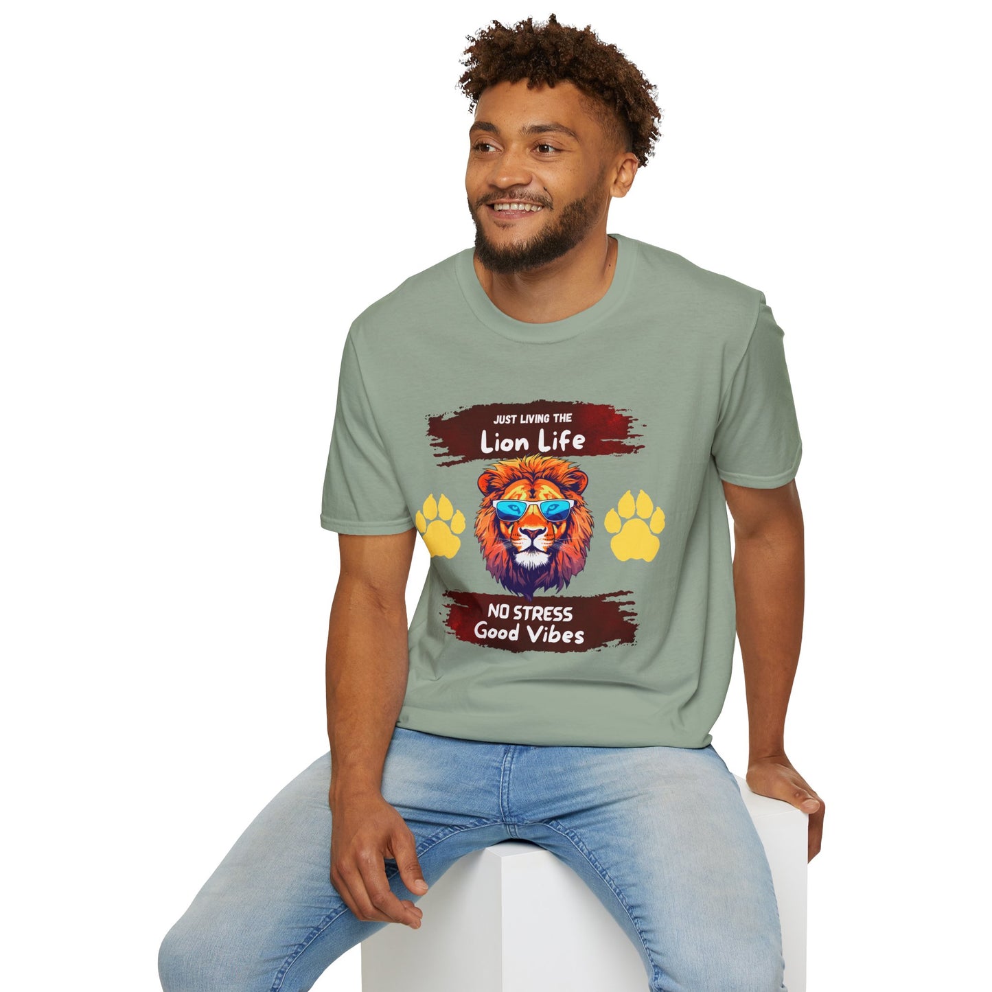 Lion Life T-Shirt — "Just Living the Lion Life" Retro Lion Graphic Tee (No Stress, Good Vibes)