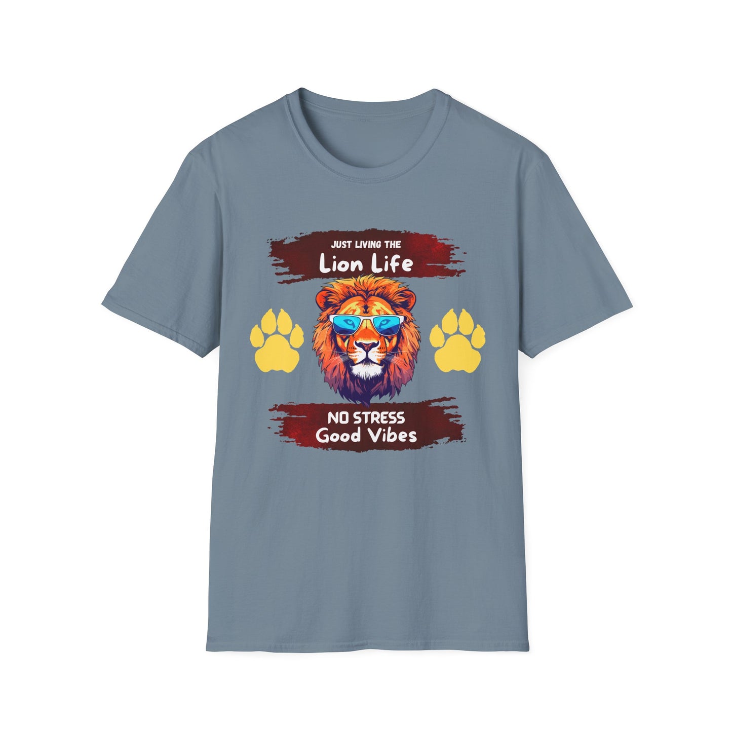Lion Life T-Shirt — "Just Living the Lion Life" Retro Lion Graphic Tee (No Stress, Good Vibes)