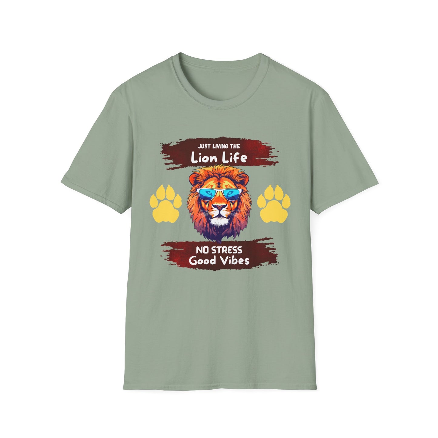Lion Life T-Shirt — "Just Living the Lion Life" Retro Lion Graphic Tee (No Stress, Good Vibes)