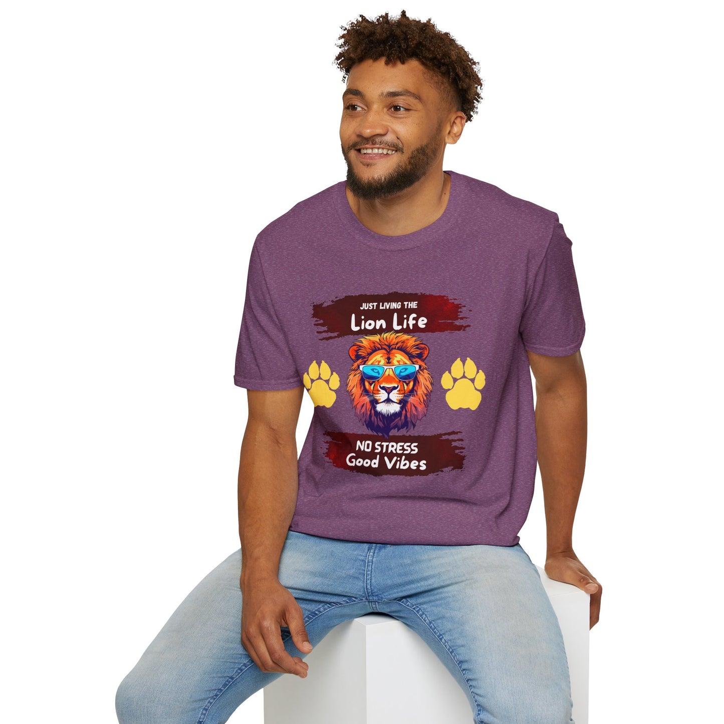 Lion Life T-Shirt — "Just Living the Lion Life" Retro Lion Graphic Tee (No Stress, Good Vibes)