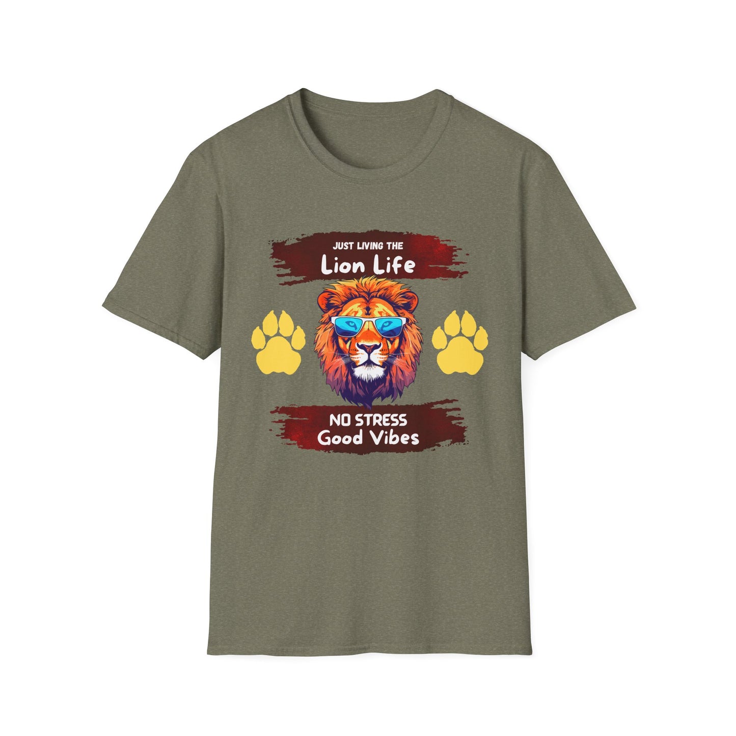 Lion Life T-Shirt — "Just Living the Lion Life" Retro Lion Graphic Tee (No Stress, Good Vibes)
