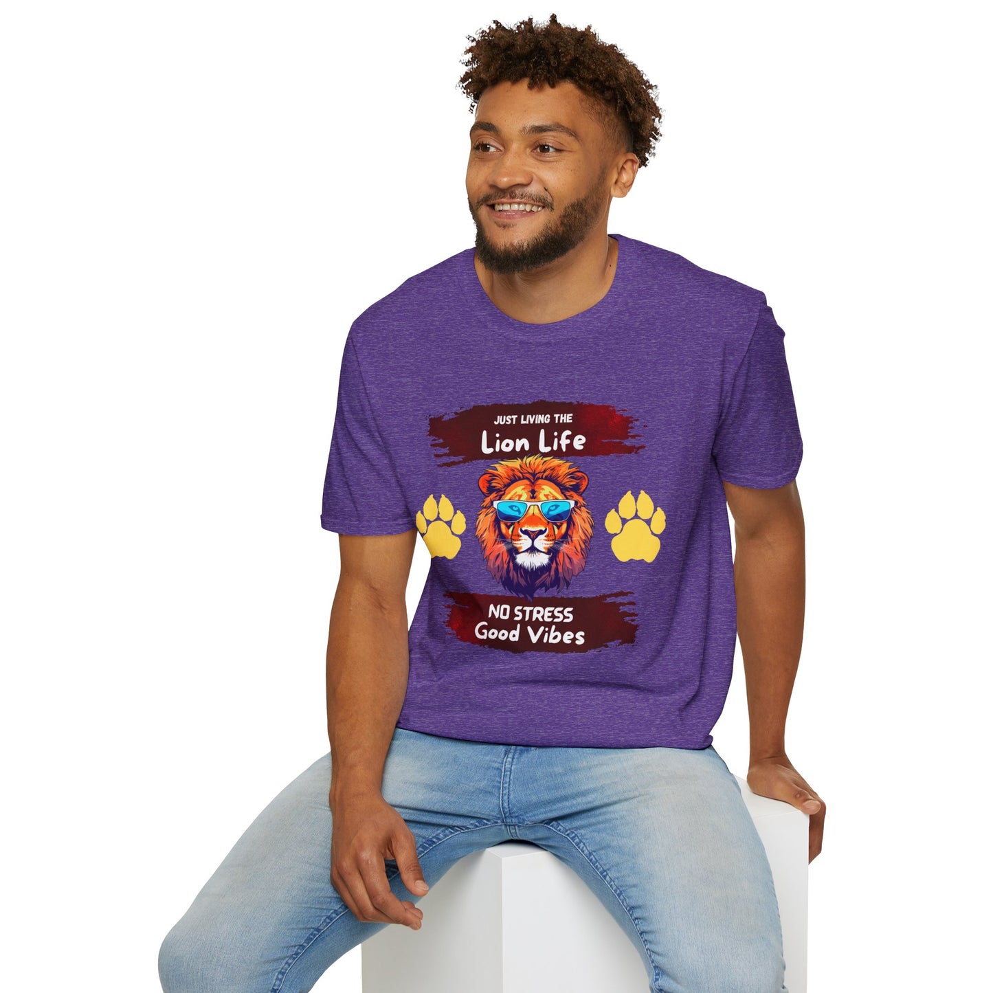 Lion Life T-Shirt — "Just Living the Lion Life" Retro Lion Graphic Tee (No Stress, Good Vibes)