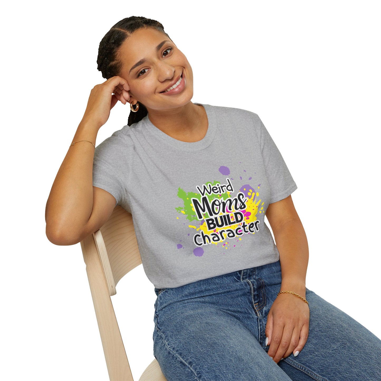 "Weird Moms Build Character" Colorful Splash Tee