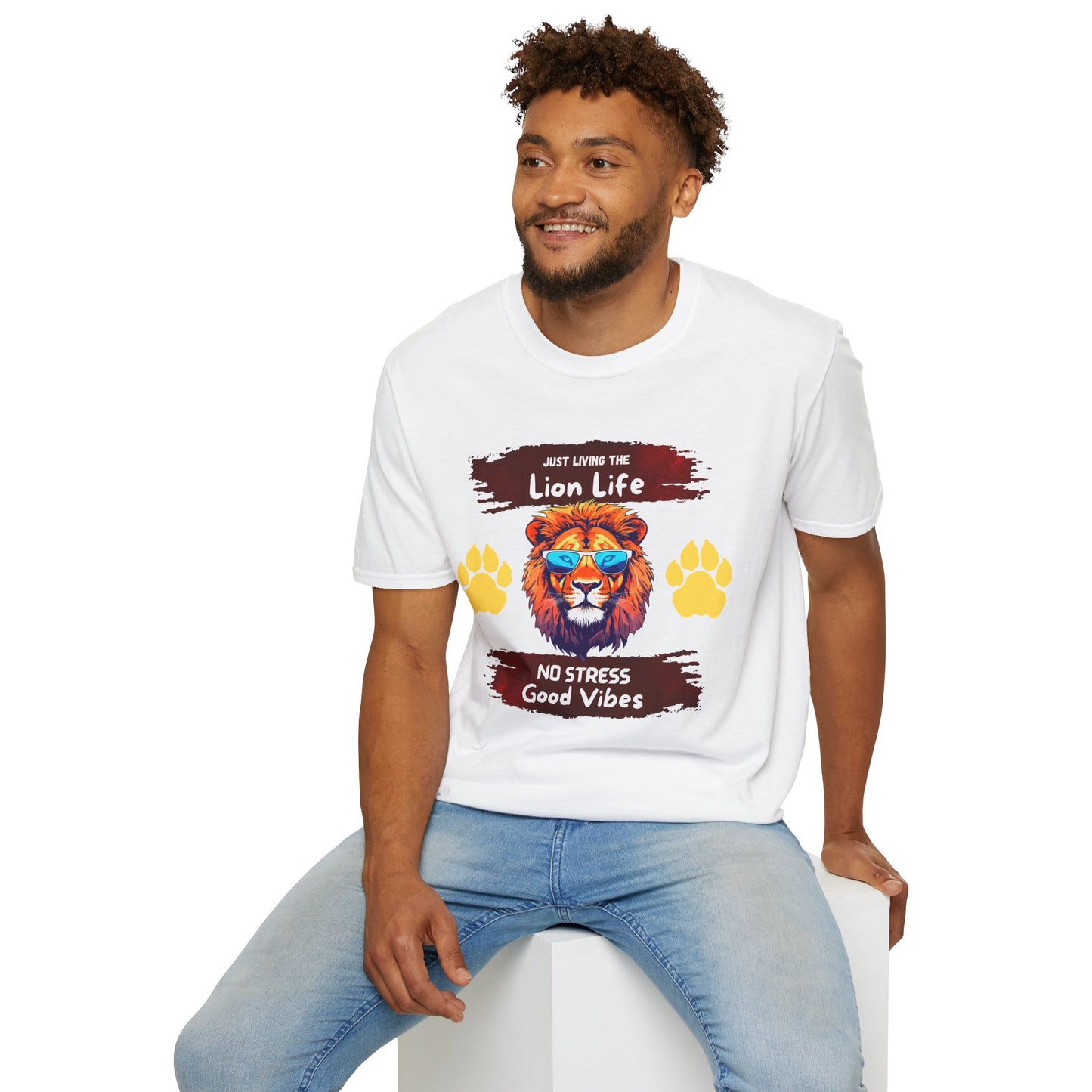 Lion Life T-Shirt — "Just Living the Lion Life" Retro Lion Graphic Tee (No Stress, Good Vibes)