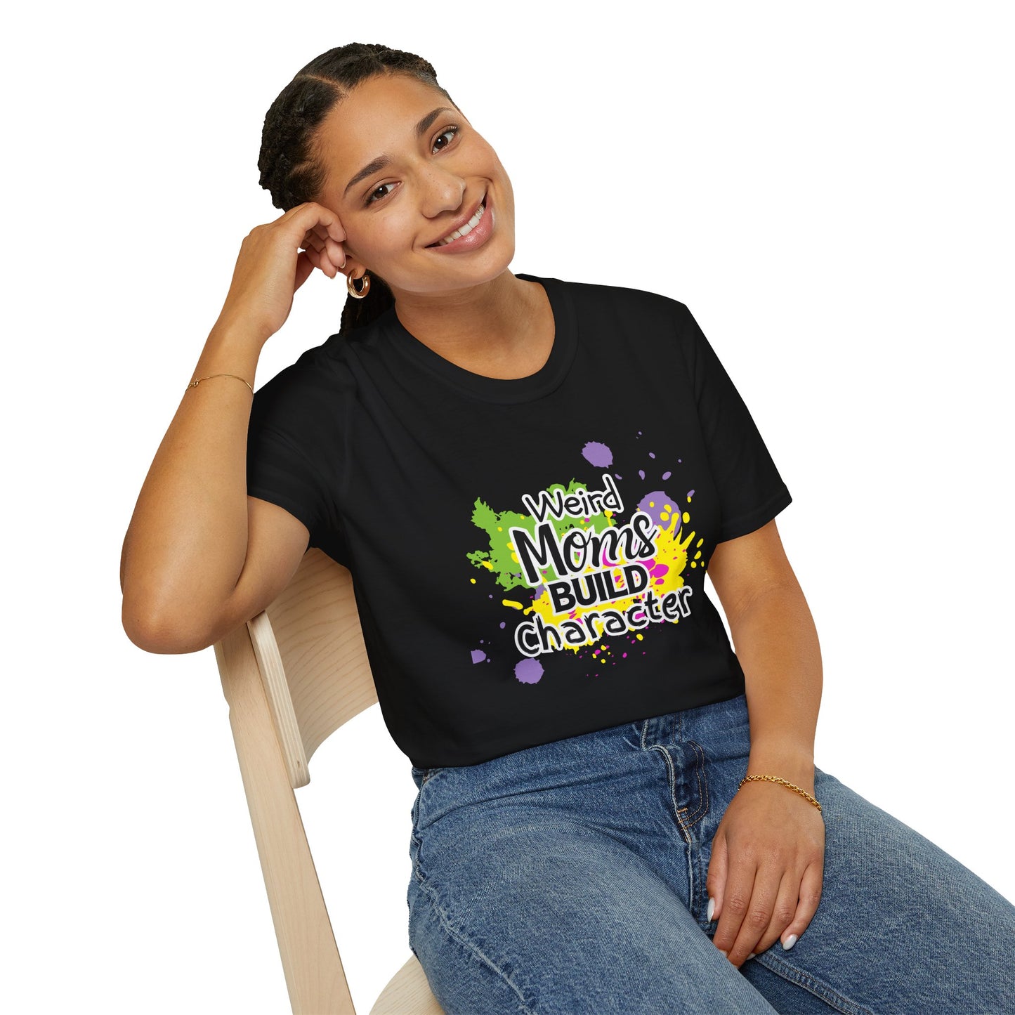"Weird Moms Build Character" Colorful Splash Tee