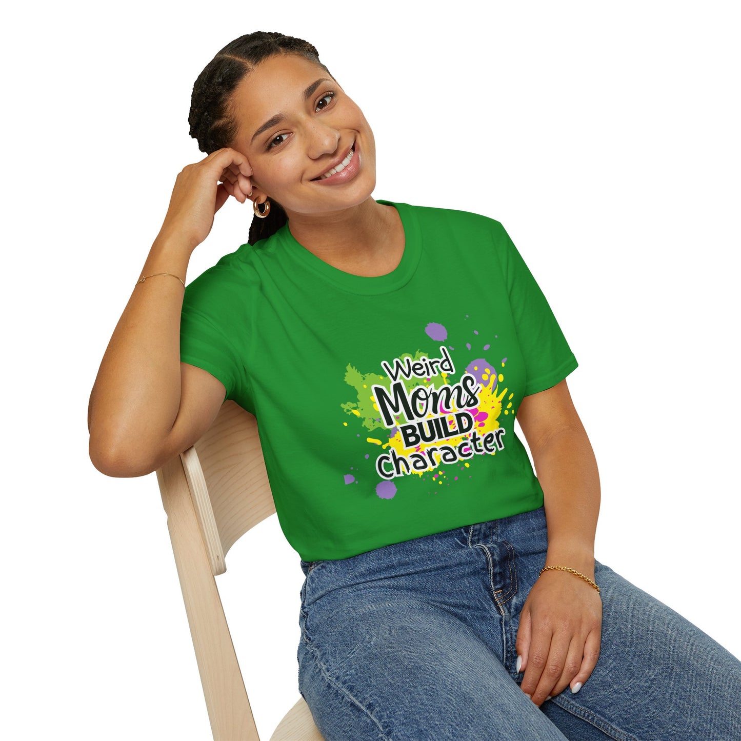 "Weird Moms Build Character" Colorful Splash Tee