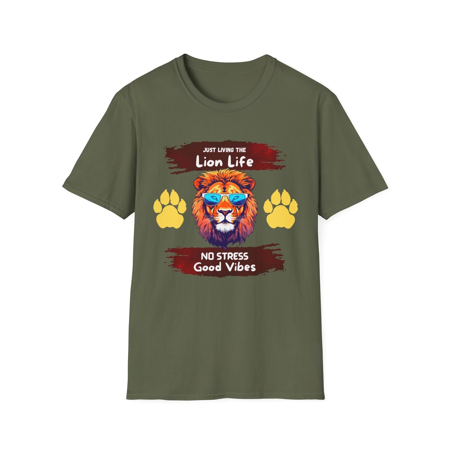 Lion Life T-Shirt — "Just Living the Lion Life" Retro Lion Graphic Tee (No Stress, Good Vibes)