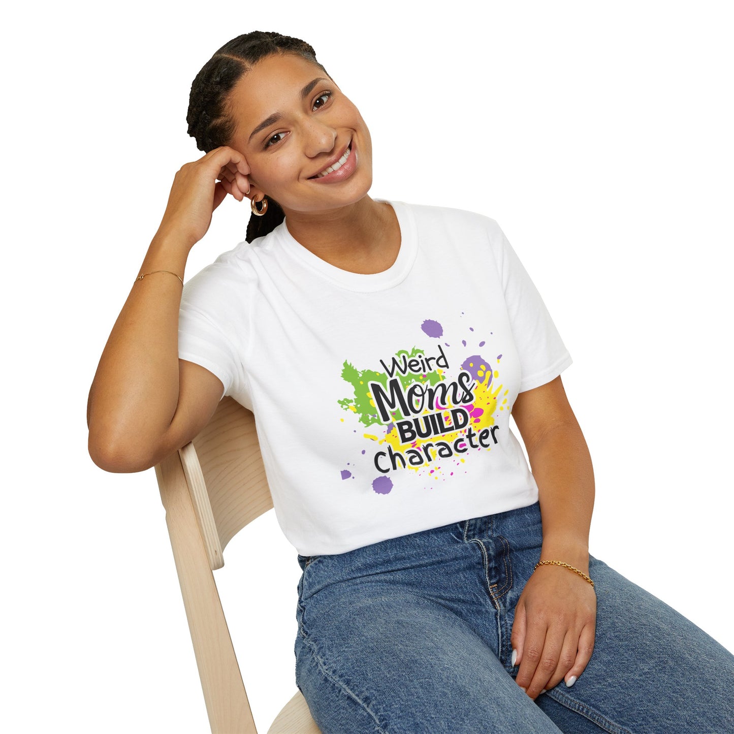 "Weird Moms Build Character" Colorful Splash Tee