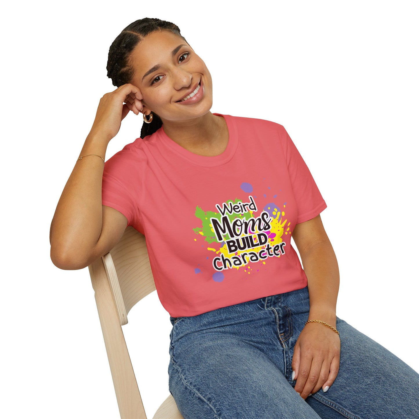 "Weird Moms Build Character" Colorful Splash Tee