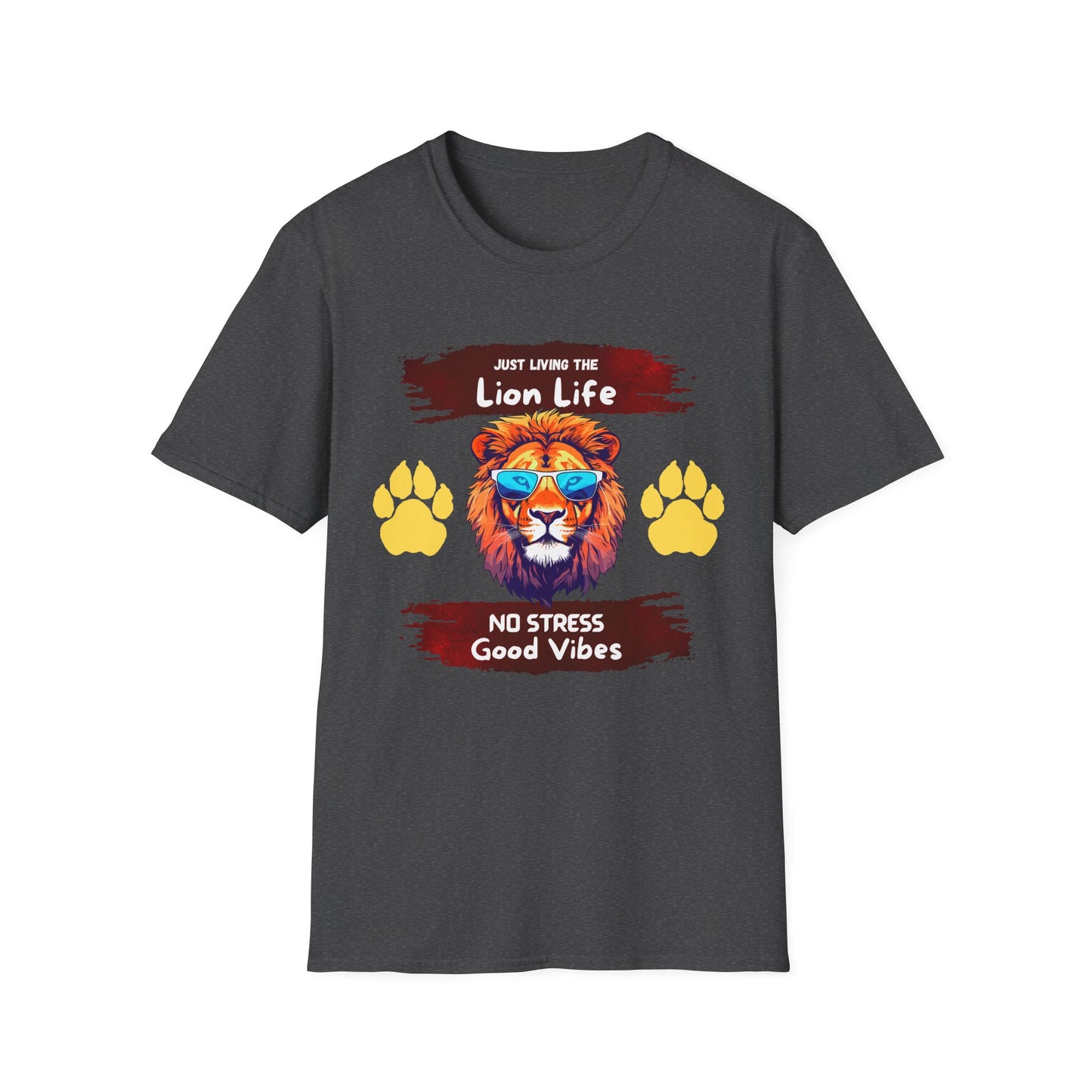 Lion Life T-Shirt — "Just Living the Lion Life" Retro Lion Graphic Tee (No Stress, Good Vibes)