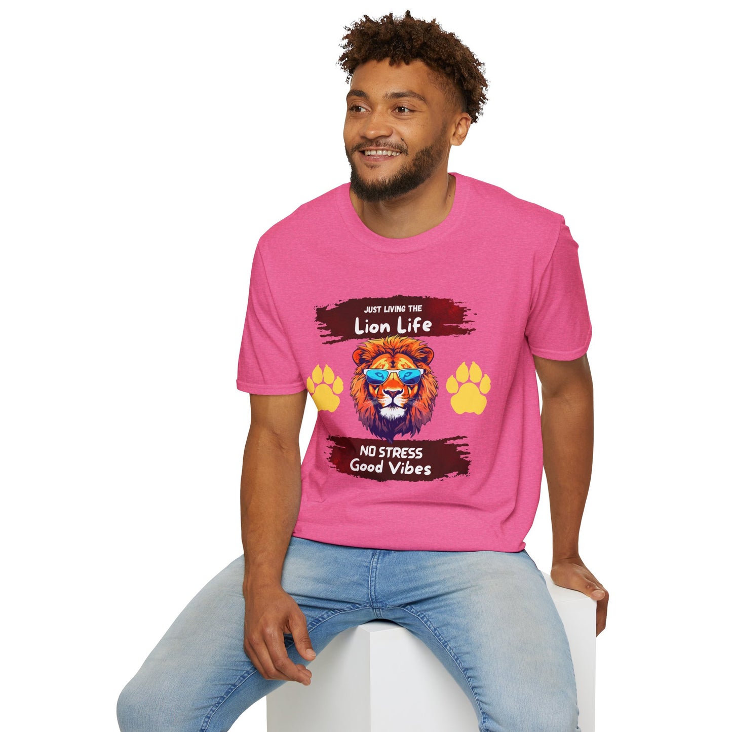Lion Life T-Shirt — "Just Living the Lion Life" Retro Lion Graphic Tee (No Stress, Good Vibes)