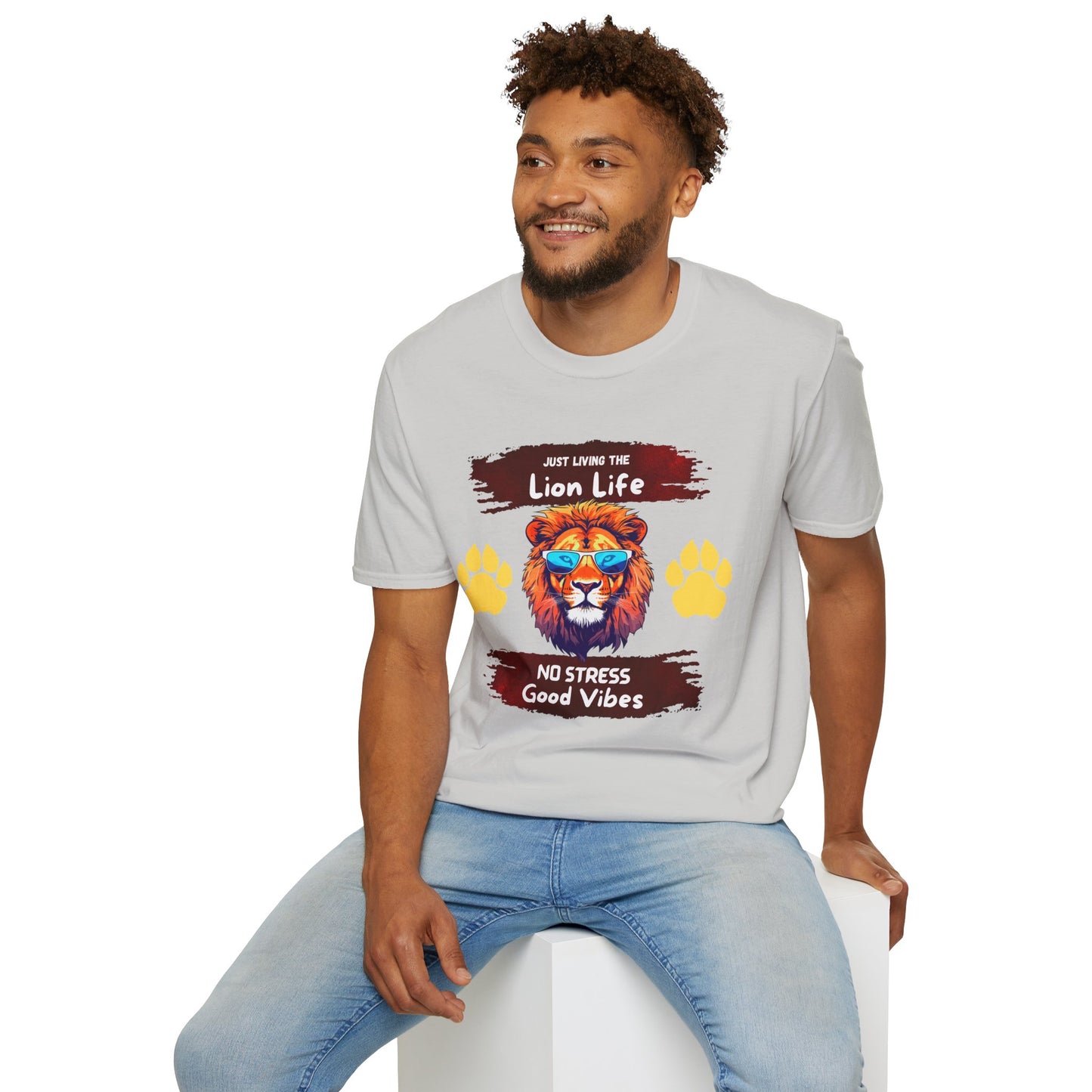 Lion Life T-Shirt — "Just Living the Lion Life" Retro Lion Graphic Tee (No Stress, Good Vibes)